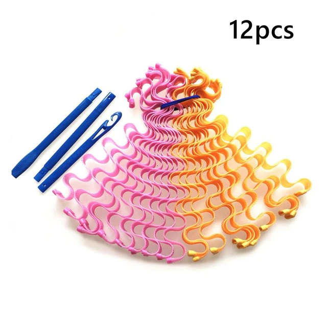 24 Egg Rolls Large Curls Do Not Hurt Hair Curling Iron Artifact Magic Volume Diy Spiral Big Wave Curling Tube Roll Plastic 55cm 55cm 12pcs