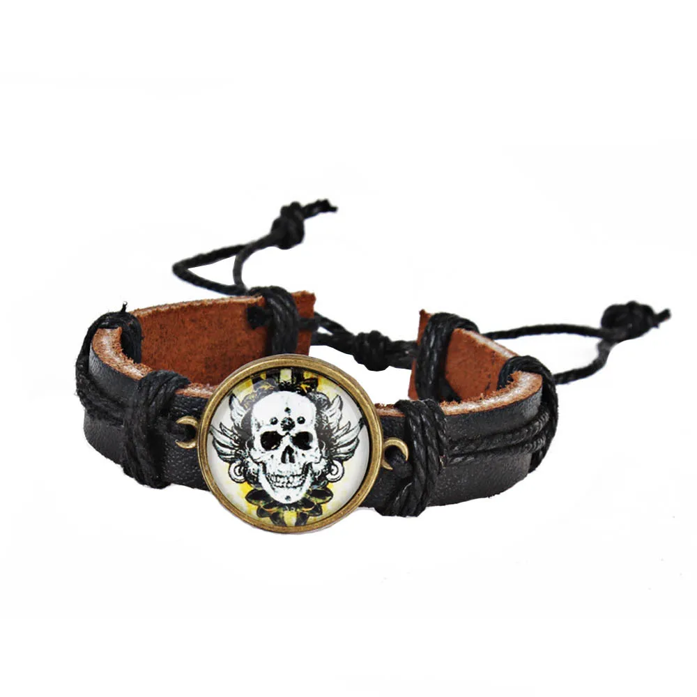 

Zerotime #P501 2019 NEW Bangles Day of the Dead Bracelet Assorted Colors Skull Friendship Gothic Halloween gifts Drop Shipping