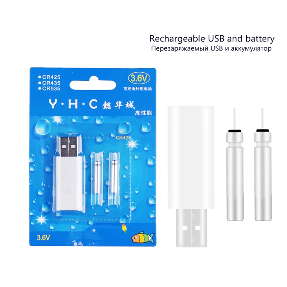 Float De Pêche Rechargeable CR-425 Float Batterie Chargeur USB Lumineux Électronique Float Chargeur Pour Flotteurs Électroniques Batteries Accessoires De Pêche De Nuit (Kit De Chargement Double Trou