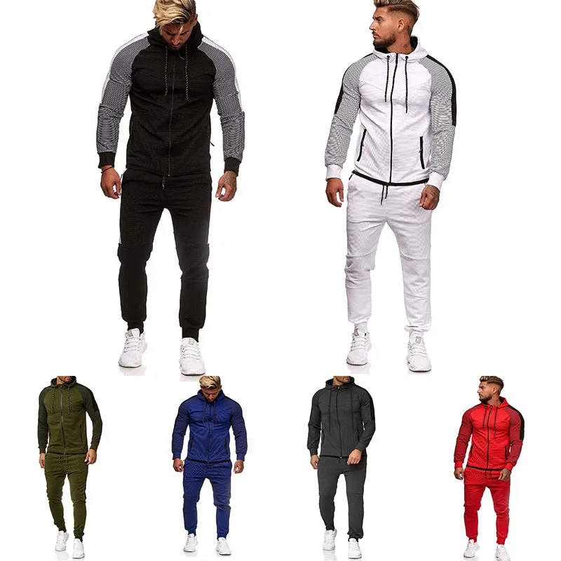 

Brand Men Sportswear Sets 2019 Autumn Fashion Patchwork Long Sleeve Tracksuit 2 Pieces Slim Fit Sweatshirt And Joggers Pants