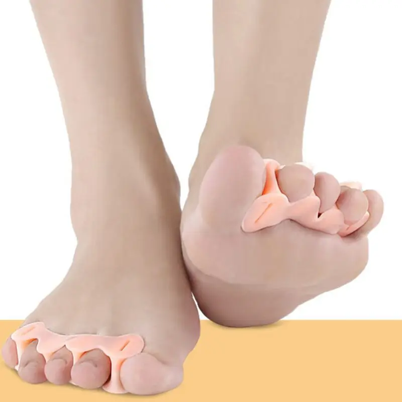 1 pair Hammer Toe Treatment Silicone Three Holes Hallux Valgus Toe Separator Corrector