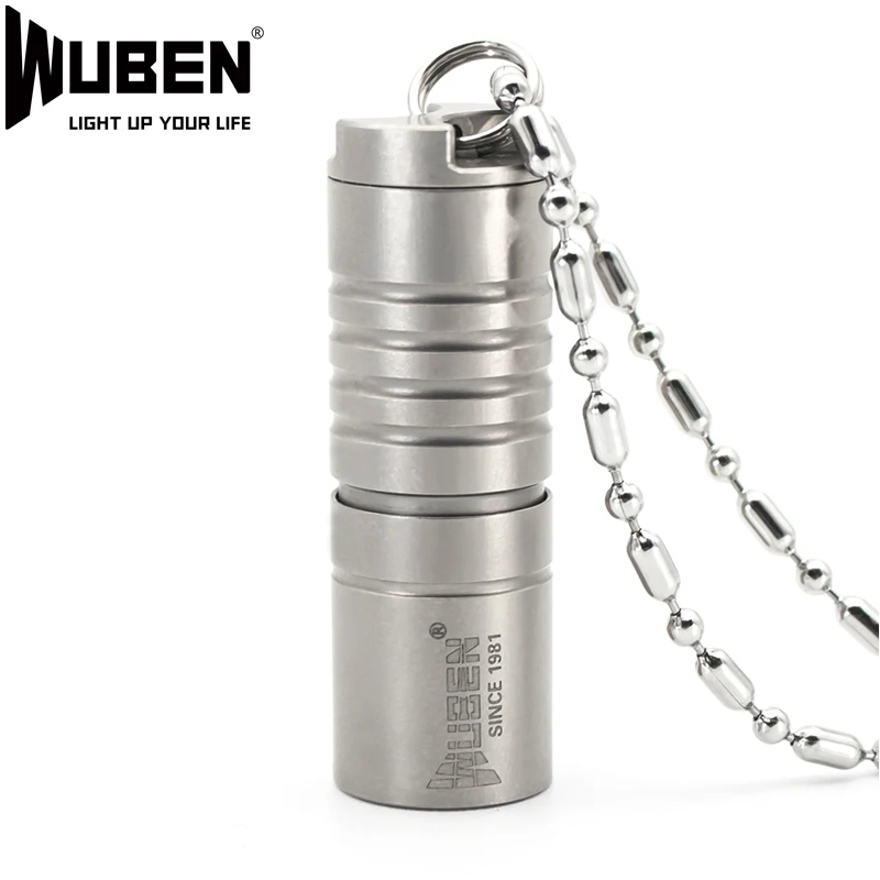 

WUEBN Mini LED Flashlight Necklace Led Light Titanium Metal 130LM Flashlight LED Lamp with Necklace Portable Design Multipurpose