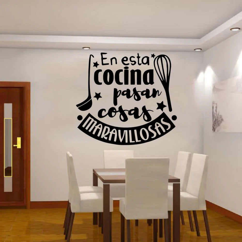 Fashion Spanish Text Wall Decal Removable Wall Sticker For Kitcen Room Decor Vinyl Decals