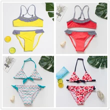 Новинка, купальный костюм для девочек от 2 до 14 лет, набор бикини для девочек из двух предметов, детский купальный костюм, детский купальный костюм бикини, infantil-ST139, разные цвета