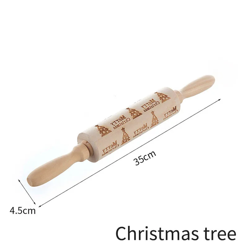 Christmas tree Скалка Многофункциональные кухонные гаджеты формы для выпечки тиснение тесто ролик деревянный 1 шт. помадка торт украшения ролики - Цвет: Christmas tree