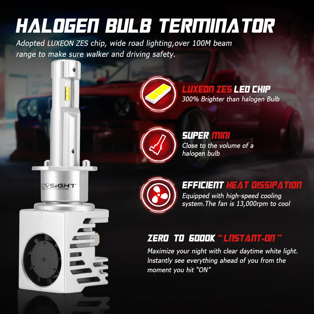 Светодиодные лампы NOVSIGHT H11 H4 H7 9005 9006 HB3 HB4 H1 H3 55 Вт 6000 лм|Передние LED-фары для авто| |