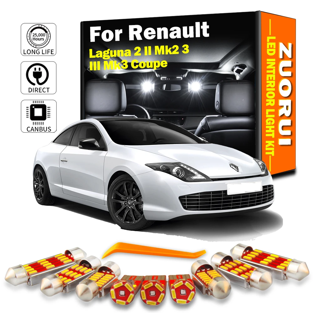 ZUORUI Kit de luz LED para coche, accesorios de lámpara para Renault Laguna 2 II Mk2 3 Coupe Canbus, Interior del vehículo|Lámpara de señalización| -