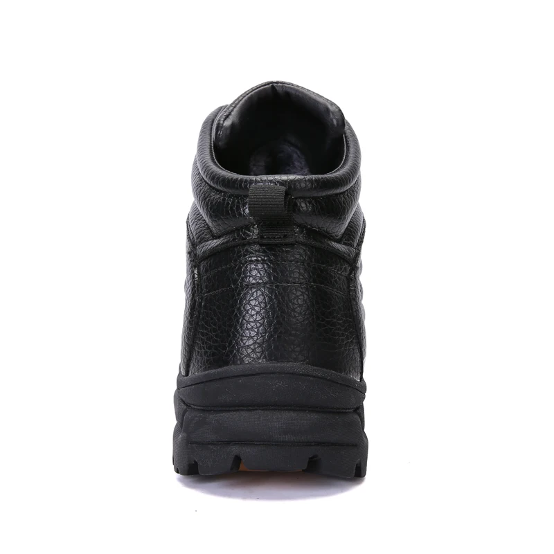Pndodo Men Boots Genuine Leather Snow Boots Men Winter Work Shoes Men Military Fur Ankle Boots for Men Botas