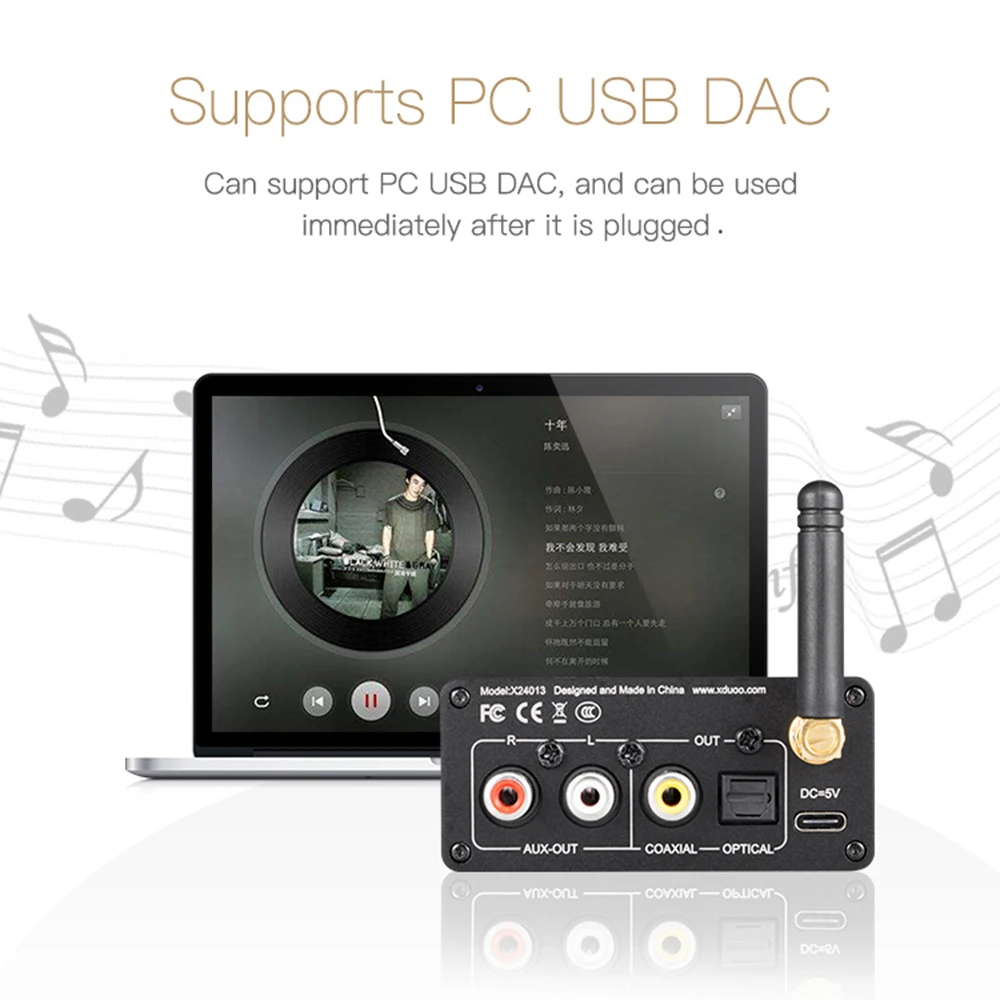 XQ-50 Buletooth аудио приемник конвертер Buletooth 5,0 аудио приемник QCC3008 ES9018K2M DAC PC USB DAC Поддержка APTX/SBC/AAC