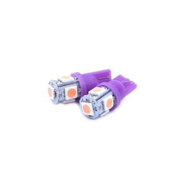 

Car DC 12V Purple Light T10 5050 SMD 5 LEDs Side Parking Lamps Pair