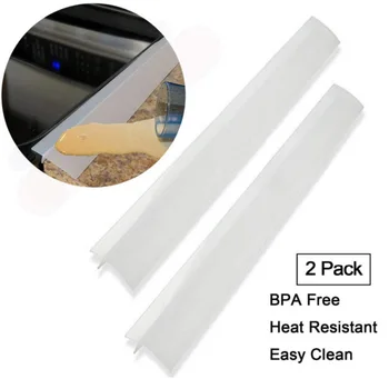

2pcs Kitchen Silicone Stove Counter Gap Cover Heat Resistant Wide & Long Gap Filler Seals Spills Between Counter For Hotel