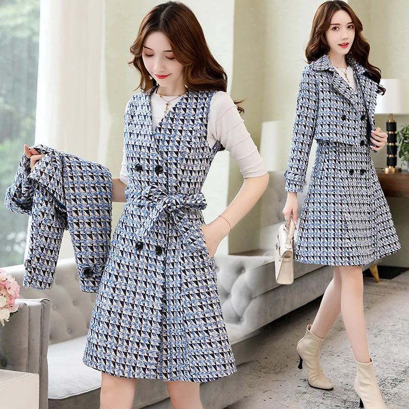 

Woolen Suit Dress Autumn & Winter 2019 New Style Women's Elegant Fashion Woolen Cloth Skirt Two-Piece Set Short Jacket Women's