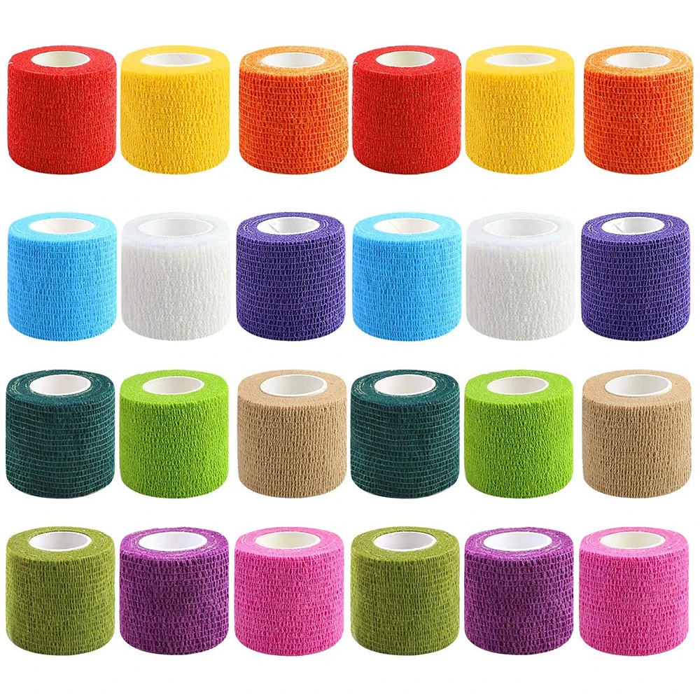 24 Pieces Self Adhesive Bandage Wrap Breathable Vet Wrap Cohesive
