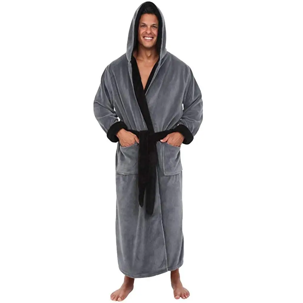 Мужские зимние банные мужские халаты удлиненный плюшевый халат-шаль Домашняя одежда халат с длинными рукавами Лидер продаж