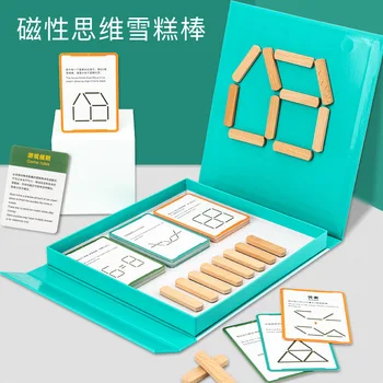 

New Style Magnetic Thinking Ice Cream Sticks Game Interactive Educational Board Game Challenges Geometry Graphics Changed Thinki