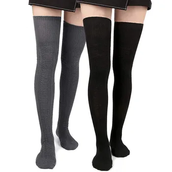 

Women Stockings Girls Ladies Thigh High OVER the KNEE Long Stockings Female Thigh High Solid Cotton Warm Winter Stockings