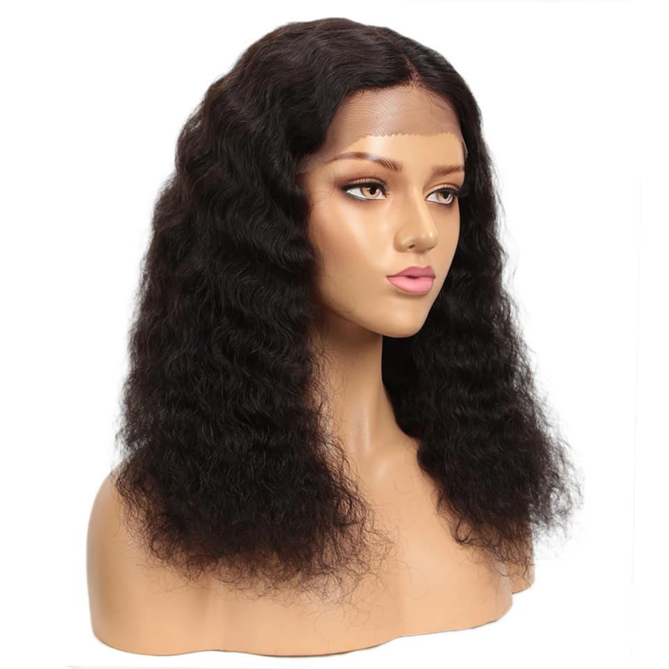 Гладкий кудрявый парик из человеческих волос 100% Remy парики из бразильского волоса 18 дюймов настоящие человеческие волосы кружевные парики