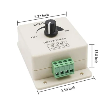 

12V 24V LED Dimmer Switch 8A Voltage Regulator Adjustable Controller for 2835 3528 5050 5054 6530 6730 LED Strip Light Lamp
