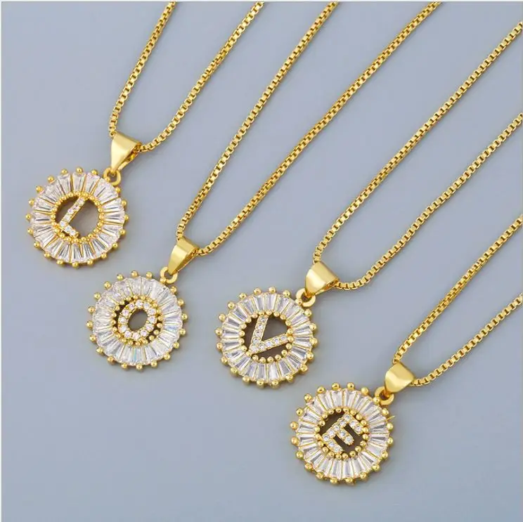 Crystal Initial Necklace 26 Letters 