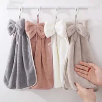 Hand Towel Household Bow Hanging Type Absorbent Towels Kitchen Wipe Handkerchief Solid Color Kitchen Supplies 3