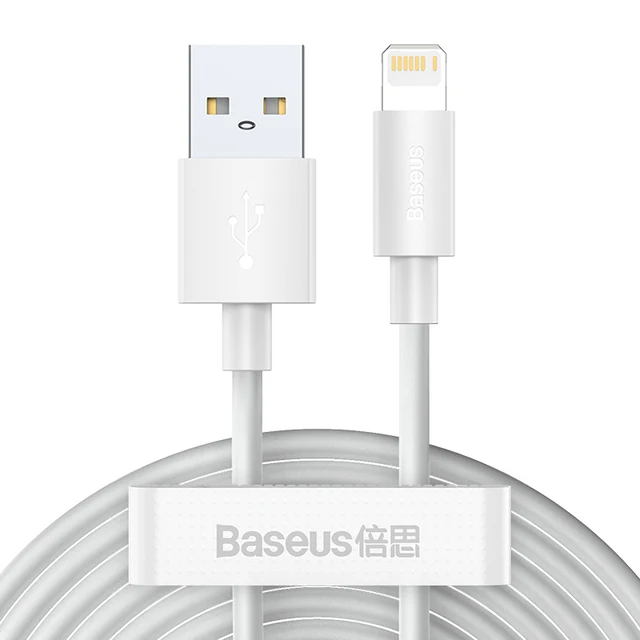 Baseus 2pcs USB Cable For iPhone 13 7 6 8 plus X XR 11 12 mini pro Charger USB Cable Fast Charging 1.5M 2PCS 2.4A for iP USB