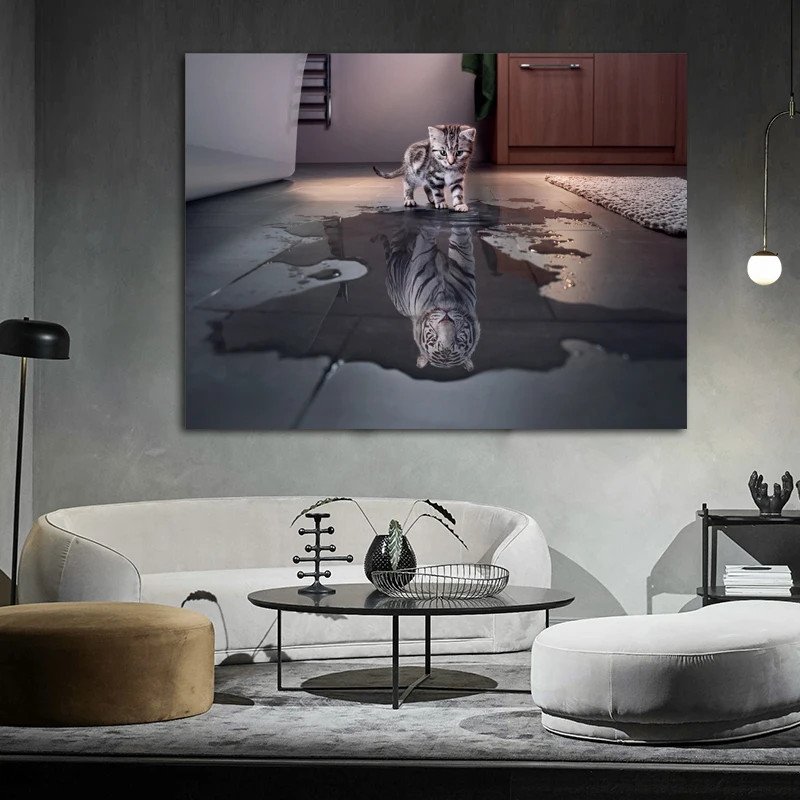 DDHH кошка стать тигром животным стена фотообои для гостиной плакаты и принты