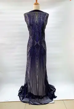 

Latest African Fabrics Flowers High Quality 2020 Nigerian Net Lace Fabric with Sequins Sequence Lace for Women Dresses