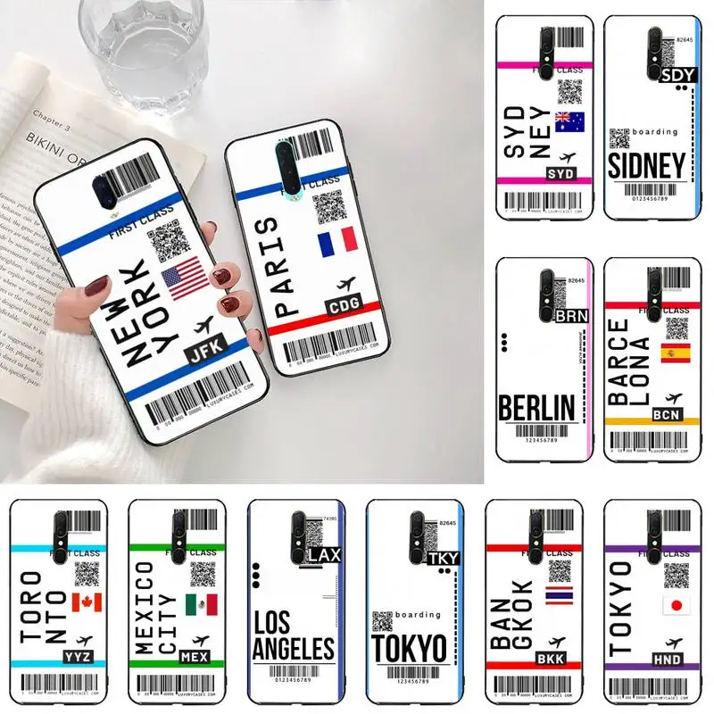 Симпатичный чехол первого класса с билетом самолета DIY для Oppo A5 A9 2020 A5S Reno2 z Renoace 3pro