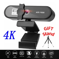 Webcam 4k 1080p autofoco hd câmera web com microfone microfone computador portátil 8mp lente usb webcam para conferência ao vivo freedriver web cam