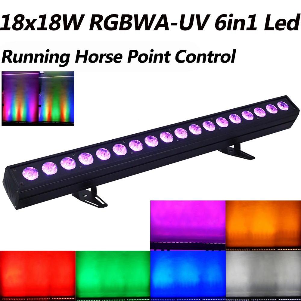 2 шт./лот 18x18 Вт RGBWA+ UV 6в1 светодиодный настенный, с омывающим светом DMX512 бегущий конский точечный контроль светодиодный бар стирка сценический свет для DJ Дискотека - Цвет: RGBWA-UV 6IN1