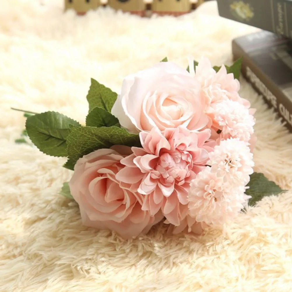 1 Bouquet Artificial Rose Silk Flower DIY Garden Party Home Wedding Holiday Decor