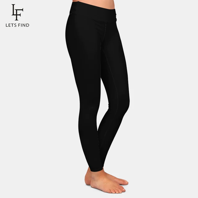 LETSFIND New Arrival Women Plus Size Leggings Solid Black High Waist Comfortable Breathe Freely Fitness Stretch Leggings 2