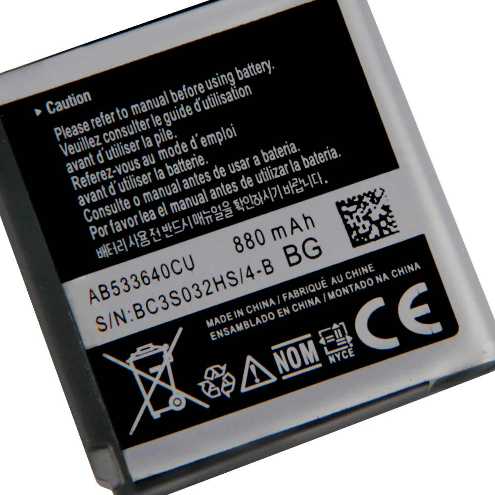 Оригинальный сменный аккумулятор SAMSUNG AB533640CC для Samsung C3110 G400 G500 F469 F268 G600 G608 J638 F330 F338