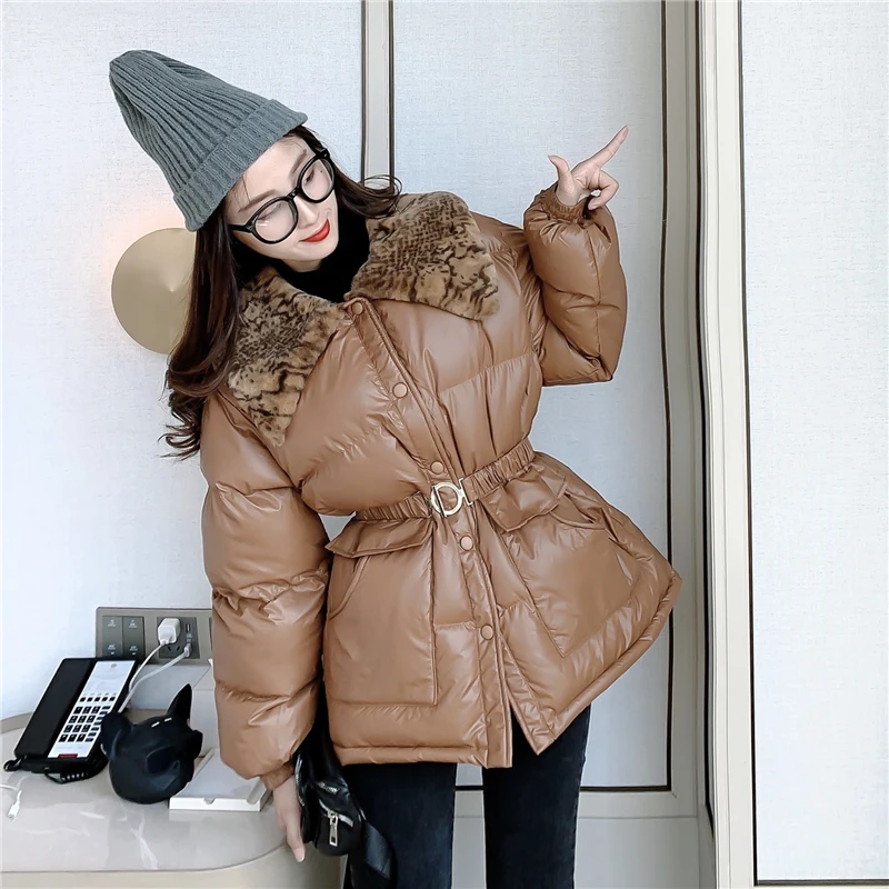 Утолщенное теплое корейское манто Femme Hiver, однобортное Женское пальто с поясом, меховым воротником и хлопковой подкладкой, парки, уличная одежда, пальто