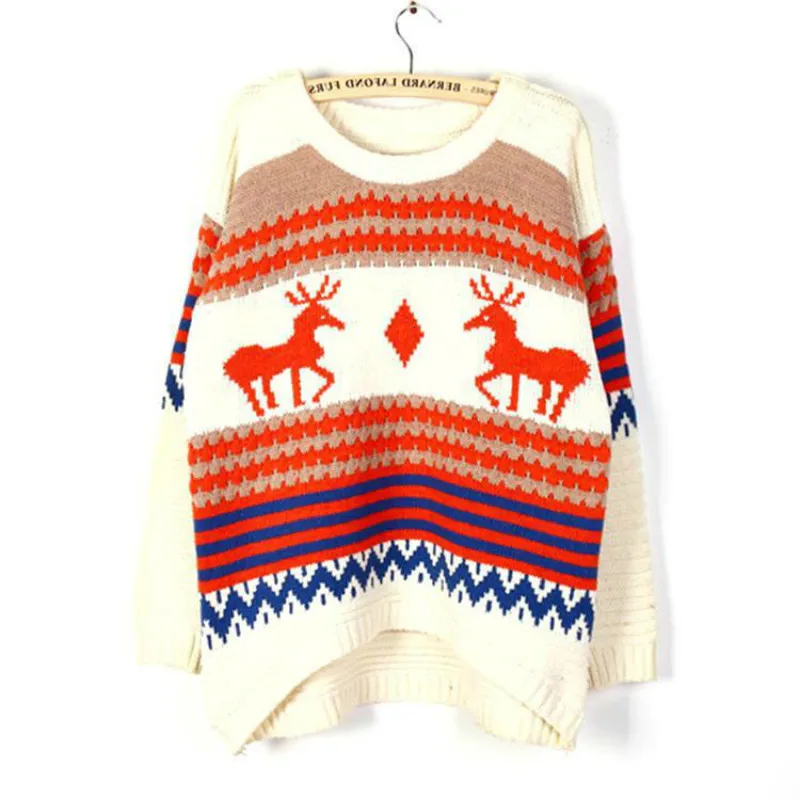 Trui Winter Kerst Trui Leuke Cartoon Herten Brief Vrouwen Truien Lange