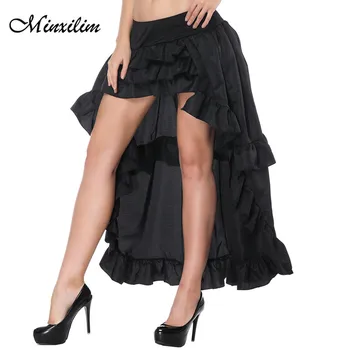 

Minxilim High Low Black Skirt Asymmetrical Wedding Bridal Gown High Waist Summer Skirt Gala Stylish Sexy Night Club Evening Part