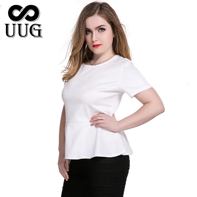 UUG Blouses Size Summer Tops 3xl 4xl Black Office Ladies Tunics White Ruffles Casual Slim Tops Women Clothing - AliExpress Women's