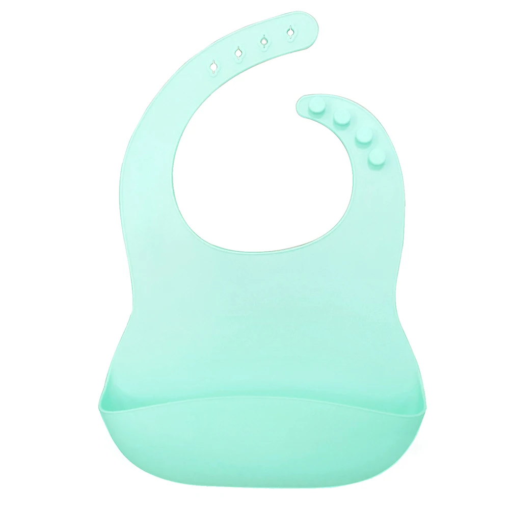 Сплошной цвет детский Силиконовый водонепроницаемый нагрудник с карманами фасоль слюнявчик фартук-полотенце разработан с глубокой широкой крошки Ловца
