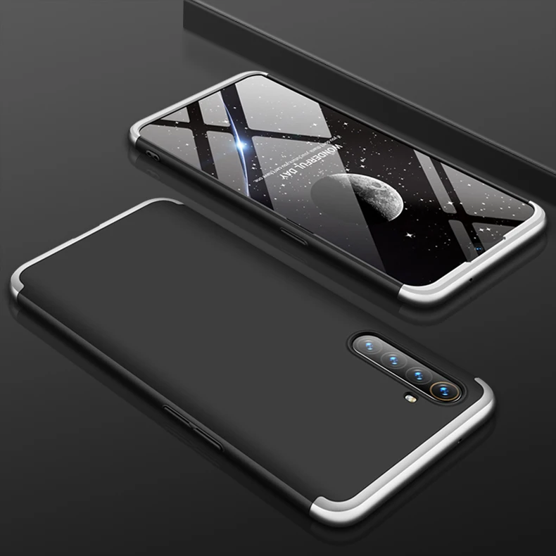 Oppo Realme XT чехол 360 градусов Полный Твердый матовый водостойкий Чехол обложка чехол s Тонкий Высококачественный защитный чехол для Oppo Realme X2 Pro защитный Fundas - Цвет: Silver black Silver