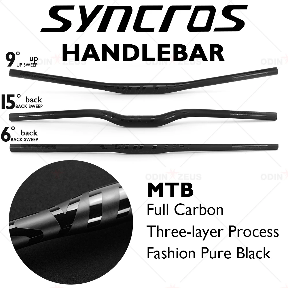Syncros Custom Full Carbon Fiber Mountain/BMX Bike Handlebar Flat/Rise/9 Degree MTB Bicycle Parts 31.8*700/720mm Matte | Спорт и