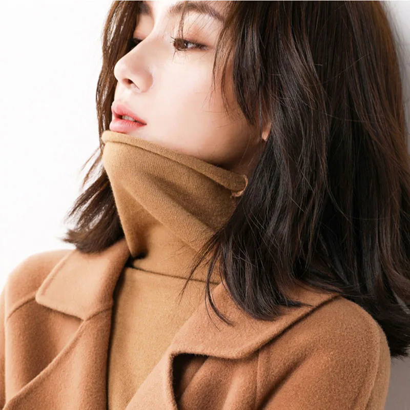 

2020 Autumn &Winter Women's Sweater Thick Turtleneck Pullover Slim Stretch Pile, Pile Neck Knitted Bottoming Sweater