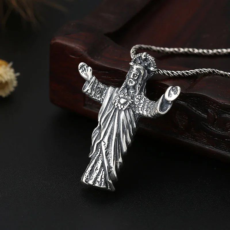 Wholesale S925 Sterling Silver Pop Thai Retro Old Jesus Pendant Personality Men And Women Clavicle Chain Small | Украшения и