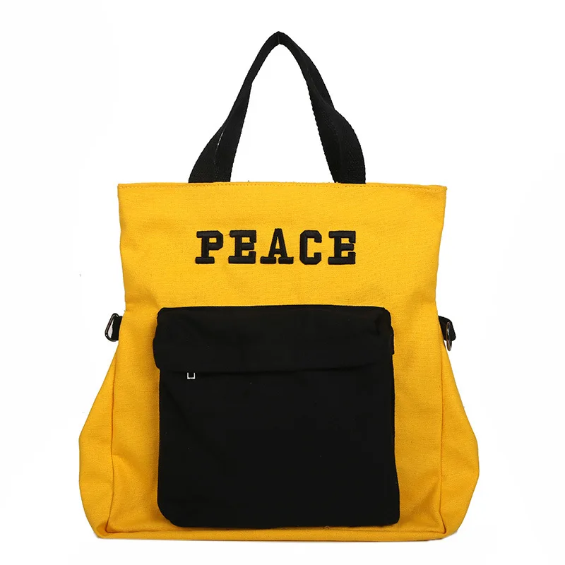 

Canvas Bag Women's 2018 New Style Korean-style Students Large-Volume Contrast Color Backpack Fashion WOMEN'S Bag