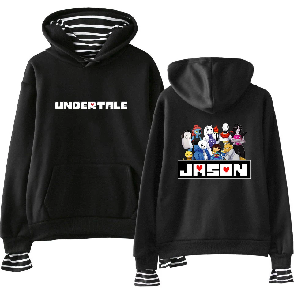 Толстовки с капюшоном Undertale Sans худи имитацией двух частей мужские толстовки