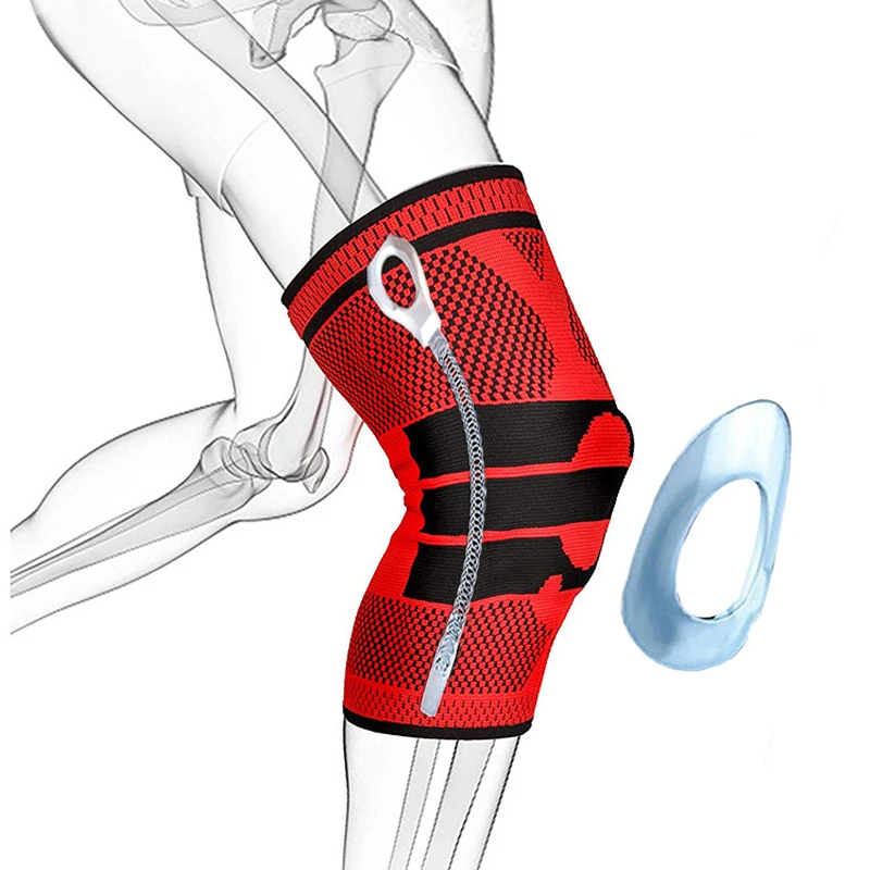 Knee Pad 1 PCS Silicone Padded Knee Pads Supports Brace Basketball Fitness Meniscus Patella Protection Sports Safety Knee Sleeve