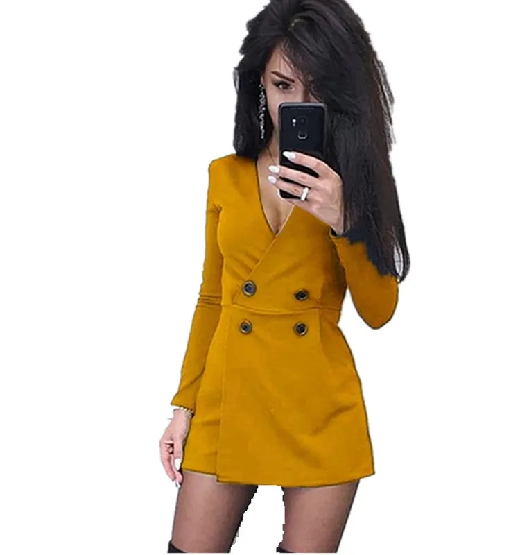 Женский комбинезон с V образным вырезом и длинным рукавом| |