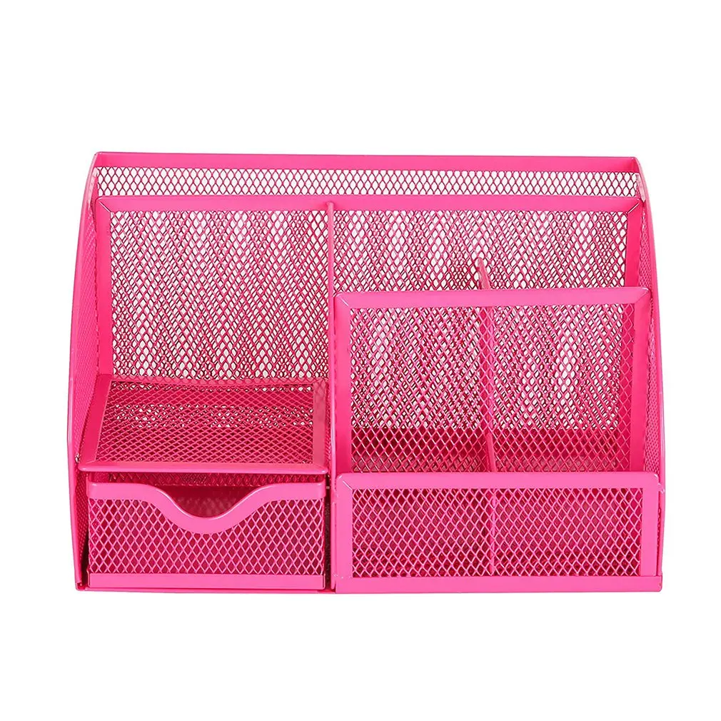 

Metal Pen Holder Barrel Student Multi-Function Desktop Storage Rack Seven Grid File Data Storage Rack