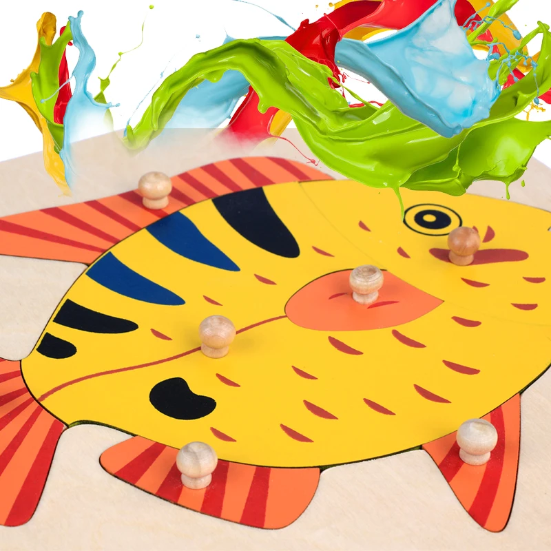 Baby Learning Toy Montessori Wooden Jigsaw Clutch Board Early Learning Toy Plant / Sea Animal Puzzle Children's Favorite