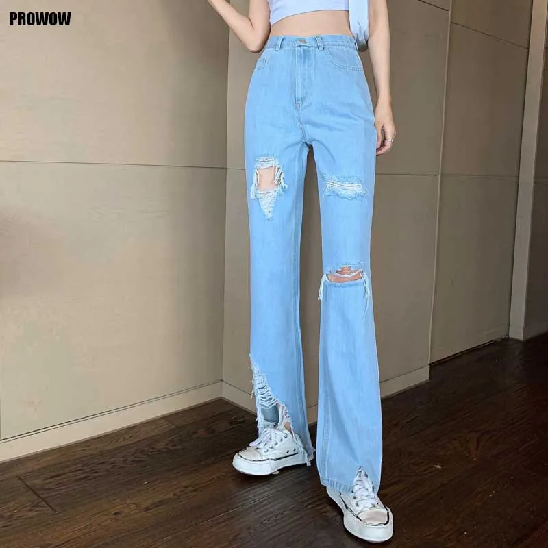 2020 Summer Women High Waist Cowboy Pants Vintage Loose Casual Plus Size Trousers Korean Fashion New Sundress Cowboy Pants