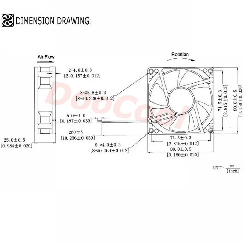 GDSTIME 8025 8 см 80 мм 80x80x25 мм 12 В 2Pin DC бесщеточный компьютер PC охлаждающий вентилятор чехол